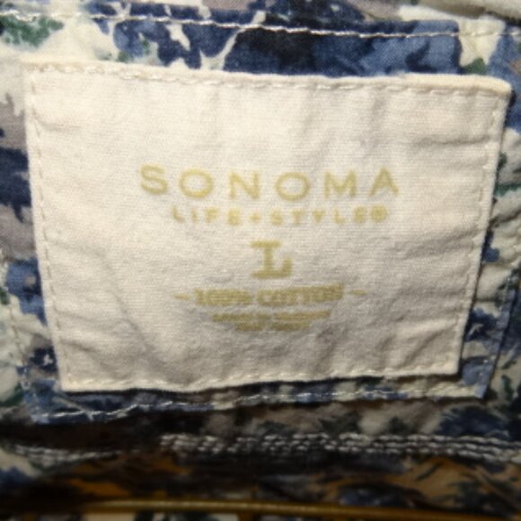 Sonoma Blue Floral Print Long Sleeve Button Down Shirt, Like New - Picture 5 of 6